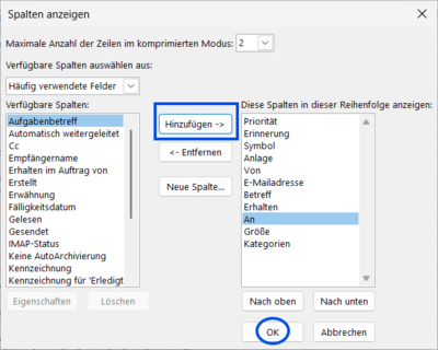 "An:" hinzufügen "An:" hinzufügen