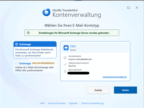 Exchange auswaehlen Exchange auswaehlen